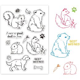 GLOBLELAND Cute Forest Animals Clear Stamps Silicone Transparent Stamp for Card Making Decoration and DIY Scrapbooking