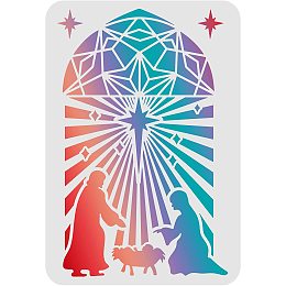 FINGERINSPIRE Nativity Manger Drawing Painting Stencils Templates (11.6x8.3inch) Plastic Nativity Manger Stencils Decoration Rectangle Easter Stencils for Painting on Wood, Floor, Wall and Fabric