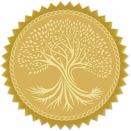 CRASPIRE Gold Foil Certificate Seals Tree of Life Self Adhesive Embossed Stickers 100pcs for Invitations Certification Graduation Notary Seals Corporate Seals Personalized Monogram Emboss