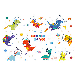 SUPERDANT Colorful Dinosaur Wall Decor Astronauts Wall Sticker with Planets Stars Removable Decals Peel and Stick I Need More Space DIY Wall Art Decor Decals Murals for Kid's Room