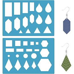 GORGECRAFT 2 Styles Teardrop Earrings Making Template Geometry Stencil Reusable Rectangle Triangle Cutouts Cutting Stencils Lapidary Templates for Cabochons Bracelets Earrings Making Jewelry Diy Craft