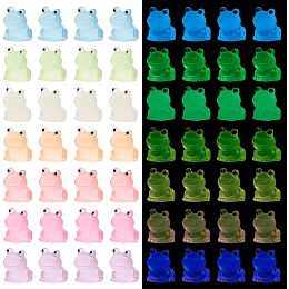 OLYCRAFT 56 Pcs Luminous Resin Mini Frogs Mini Frogs Figurines Tiny Frogs Glow in The Dark Ornaments Micro Frog Landscape Accessories for Garden Dollhouse Decoration Crafts - 7 Colors