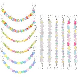 PandaHall Elite 12pcs Candy Colors Shoe Chains, Heart Chains Acrylic Flower Beaded Shoe Decoration Chains Bear Shoe Charms Chains for Jewelry Making Keychains Clog Shoes Craft for Party Favors