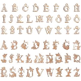 NBEADS 52 Pcs/2 Sets Alphabet Charms, Letter Charms A-Z Light Gold Alloy Pendants Letter Alloy Rhinestone Charms for Jewelry Making Assorted Name Bracelets