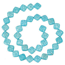 ARRICRAFT 1Strand Dyed Natural Howlite Beads Strands, Rhombus, 11x11x5mm, about 34pcs/strand, 15.55 inch(39.5cm)