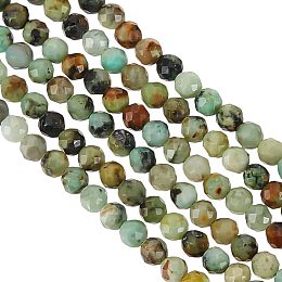 OLYCRAFT About 460Pcs 2mm Natural African Turquoise Beads 0.3mm Hole Faceted Round African Turquoise Loose Gemstone Beads Energy Stone for Bracelet Necklace Earrings Jewelry Making DIY Crafting