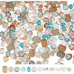 Arricraft 240 Pcs Transparent Glass Beads, 12 Styles Beads Charms Handmade Lampwork Beads Spacer Glass Beads for Jewelry Making