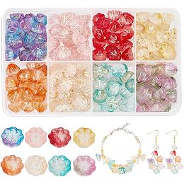 PandaHall Elite 160pcs 8 Colors Glass Lotus Pod Beads, Transparent Crystal Beads 11x6mm Glass Seedpod Shape Beads Loose Spacer Beads for DIY Earrings Bracelets Necklaces Jewelry Crafts Making