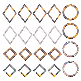 PandaHall Elite 24pcs 6 Styles Earring Charms Resin Geometric Crafts Charms with Hole Mixed Color Resin Frames for Earring Necklace Jewelry Keychain DIY Art Craft Zipper Making, 1.2mm Hole