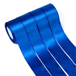 Honeyhandy Single Face Satin Ribbon, Polyester Ribbon, Blue, 2 inch(50mm), about 25yards/roll(22.86m/roll), 100yards/group(91.44m/group), 4rolls/group