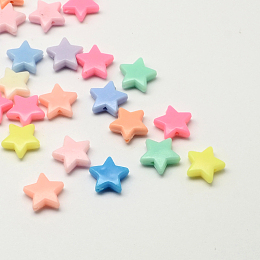 Arricraft Opaque Acrylic Star Beads, Mixed Color, 14x14x5mm, Hole: 2mm, about 1100pcs/500g