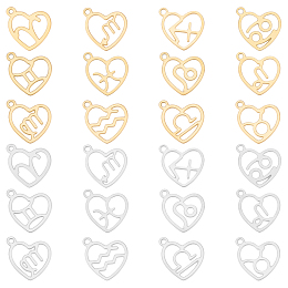 DICOSMETIC 24Pcs 12 Styles Stainless Steel Heart with Constellation Charms Zodiac Sign Pendants Hollow Zodiac Sign Charm for DIY Jewelry Craft Making