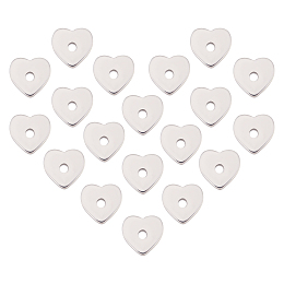 DICOSMETIC 120Pcs Heart Beads Stainless Steel Heart Bead Charms Stainless Steel Spacer Beads Small Flat Pendant for DIY Bracelet Necklace Earring Jewelry Making Accessories Hole: 1mm