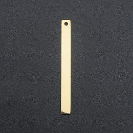 Honeyhandy 201 Stainless Steel Pendants, Laser Cut, Bar/Rectangle, Real 18K Gold Plated, 40x4x1mm, Hole: 1.6mm