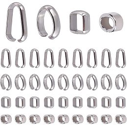 PandaHall Elite 200pcs 4 Styles Stainless Steel Pinch Bail Clasp Snap Clip Bail Hooks Necklace Clasps Closures Square Oval Bead Pendant Connector Ring for Dangle Jewelry Necklace DIY Craft