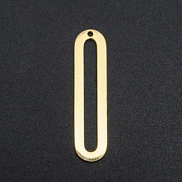 Honeyhandy 201 Stainless Steel Open Back Bezel Pendants, For DIY UV Resin, Epoxy Resin, Pressed Flower Jewelry, Oval, Laser Cut, Golden, 30x7x1mm, Hole: 1.2mm