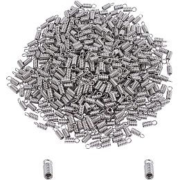 Pandahall Elite 500pcs Stainless Steel Coil Cord Ends 2.5mm Inner Diameter Mini Tube Cord Cap Tip Leather Cord Ends Caps 10mm Long Necklace Spring Fastener Crimp Clasp for Jewelry Making