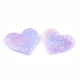 Honeyhandy Opaque Resin Cabochons, Heart, Lilac, 30x35x4mm