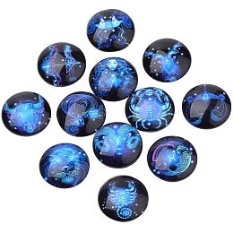 arricraft 20pcs Flatback Glass Cabochons Constellation/Zodiac Sign Pattern Dome/Half Round RosyBrown for DIY Projects Craft Jewelry Making