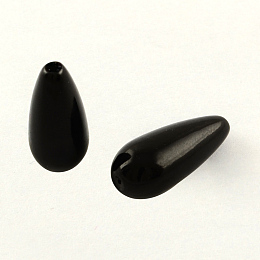 Honeyhandy ABS Plastic Imitation Pearl Teardrop Beads, Black, 17x7.5mm, Hole: 2mm