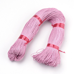 Honeyhandy Waxed Cotton Cord, Hot Pink, 1mm, about 360yard/bundle(330m/bundle)