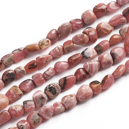 ARRICRAFT Natural Rhodonite Beads Strands, Nuggets, 6.5~9.5x5.5~7.5x3.5~5.5mm, Hole: 0.8mm, about 50 pcs/Strand, 15.67 inches(39.8 cm)