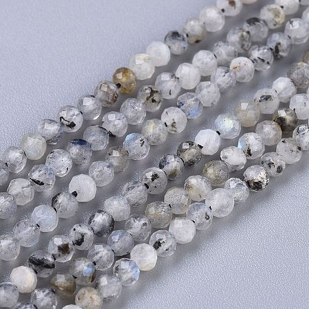 ARRICRAFT Natural Labradorite Beads Strands, Round, Faceted, 3mm, Hole: 0.6mm, about 119~140pcs/Strand, 15.35~15.75 inches(39~40cm)