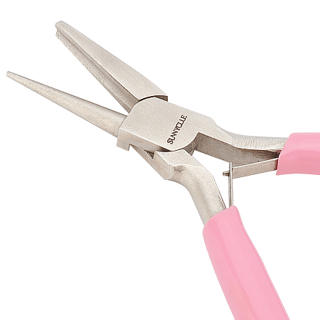SUNNYCLUE Iron Round Concave Pliers, Wire Looping Pliers, Pink, 125x65x9mm