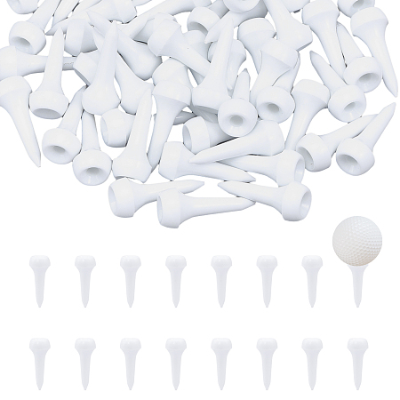 CHGCRAFT 100Pcs Plastic Golf Tees Mushroom Head Golf Tees Durable Stands for Indoor and Outdoor Driving Range Golf Practice, White