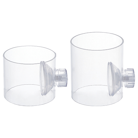 SUPERFINDINGS 2Pcs 2 Styles Transparent Acrylic Aquarium Shrimp Food Feeder Tube, Fish Tank Feeding Bowls Tubes, with Suction Cups, Column, Clear, 70x55~80mm, 1pc/style