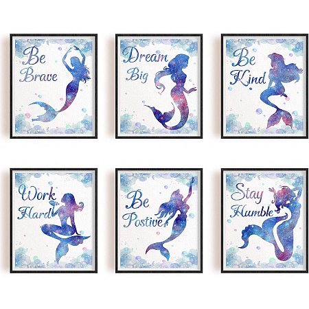 ARRICRAFT 6pcs/Set Painting Canvas Wall Art Mermaid Canvas Hanging Painting Canvas Art Canvas Printing Artwork Wall Decoration Painting for Home 7.8
