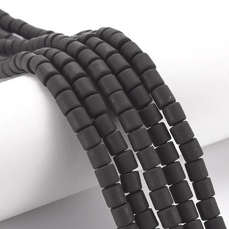 Honeyhandy Polymer Clay Bead Strands, Column, Black, 5~7x6mm, Hole: 1.5~2mm, about 61~69pcs/strand, 15.74 inch