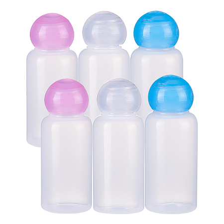 BENECREAT 6 Pack 30ml/1oz Clear Plastic Sample Squeeze Bottle with Round Cap Portable Travel Bottle for Makeup Emollient Water Shower Gel Emulsion Liquid Cosmetic Container