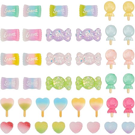 SUNNYCLUE 80Pcs 20 Styles Candy Cabochons Icecream Lollipop Cabochon Sweet Food Flatback Charms Resin Beads Charm for Embellishments Flat Back Scrapbooking Deco Supply Crafting Supplies for Adult