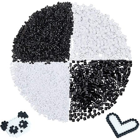 NBEADS 200g 2.5mm Fuse Beads, Black and White Melty Tube Beads Refill Beads for Arts and Crafts DIY Projects