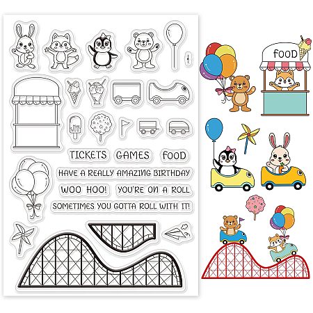 GLOBLELAND Coaster Animals Silicone Clear Stamps Transparent Stamps for Birthday Easter Holiday Cards Making DIY Scrapbooking Photo Album Decoration Paper Craft