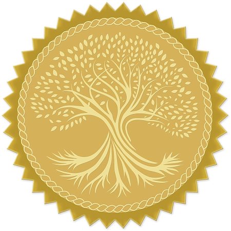 CRASPIRE Gold Foil Certificate Seals Tree of Life Self Adhesive Embossed Stickers 100pcs for Invitations Certification Graduation Notary Seals Corporate Seals Personalized Monogram Emboss