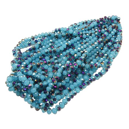 NBEADS 10 Strands Half Plated Imitation Jade Faceted Abacus SkyBlue Electroplate Glass Beads Strands with 10x8mm,Hole: 1mm,about 72pcs/strand