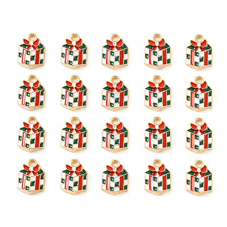 20Pcs Light Gold Alloy Enamel Charms, for Christmas, Christmas Gift, Colorful, 14x10x3mm, Hole: 2mm