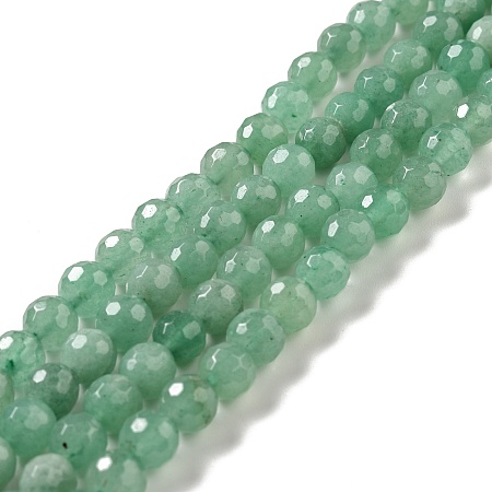 Natural Green Aventurine Beads Strands, Faceted(128 Facets), Round, 6.5mm, Hole: 1mm, about 59~65pcs/strand, 13.78~14.96 inch(35~38cm)
