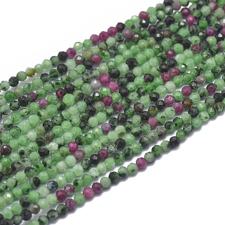 Honeyhandy Natural Ruby in Zoisite Beads Strands, Faceted, Round, 2mm, Hole: 0.5mm, about 169pcs/strand, 15.7 inch(40cm)