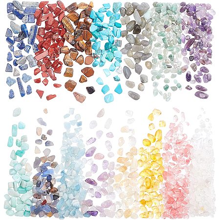 PandaHall Elite 15 Styles Natural Synthetic Gemstone Chip Beads Irregular Shaped Undrilled Loose Bead 375g Crystal Bead Energy Stone for Jewelry DIY Necklace Bracelet Earrings
