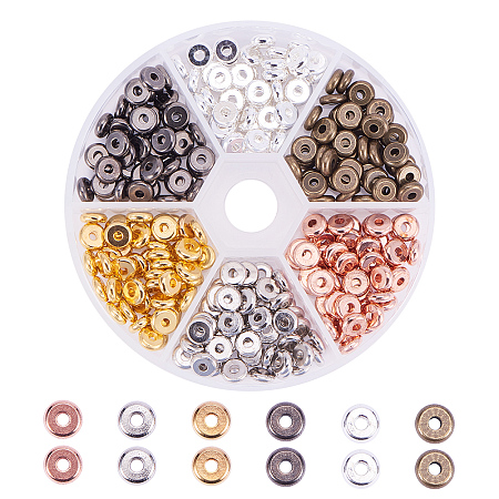 PandaHall Elite 1 Box 300 PCS 6 Color Flat Round Brass Bead Spacers Jewelry Findings Accessories for Bracelet Necklace Jewelry Making