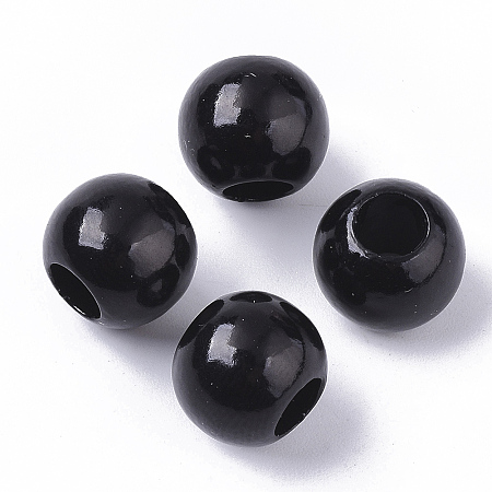 Honeyhandy ABS Plastic Imitation Pearl European Beads, Large Hole Rondelle Beads, Black, 11.5~12x10mm, Hole: 5mm, about 780pcs/500g