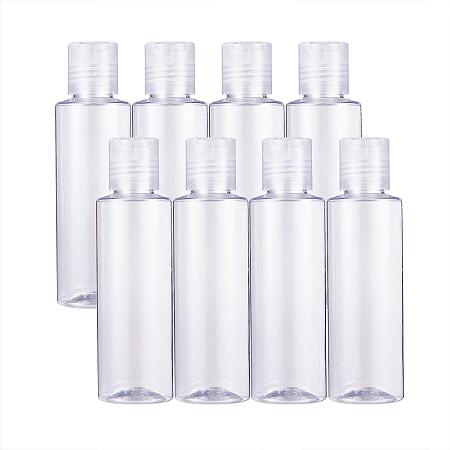 BENECREAT 10 Pack 4oz PET Plastic Bottles Clear Refillable Bottles with Press Disc Flip Cap for Shampoo, Lotions, Creams