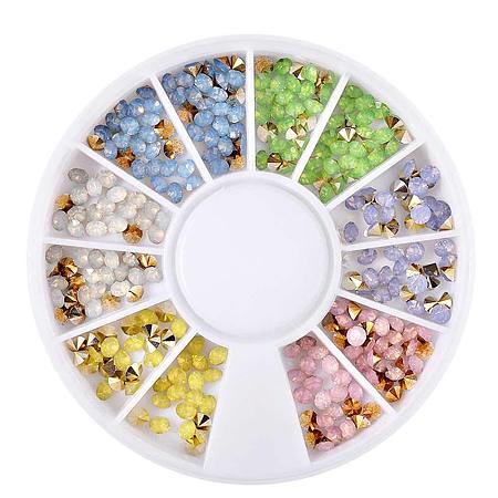 NBEADS 3 Boxes Pointed Back Faceted Diamond Shape Rhinestone Nail Beads for Manicure Decoration