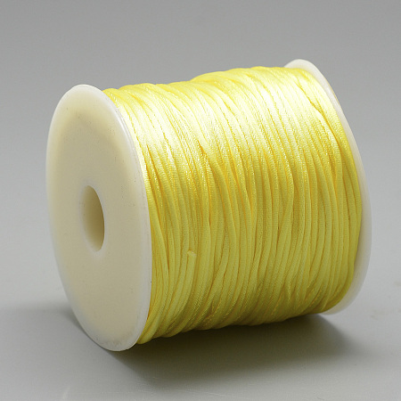 Honeyhandy Nylon Thread, Rattail Satin Cord, Yellow, about 1mm, about 76.55 yards(70m)/roll