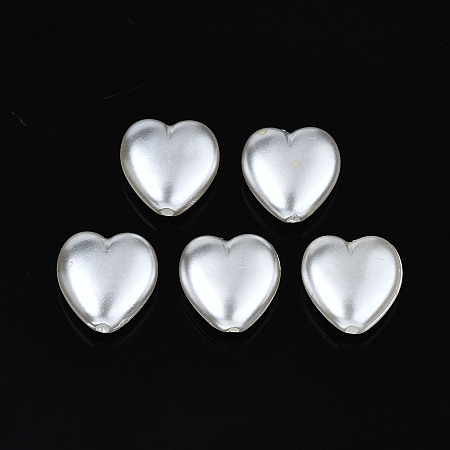 Honeyhandy ABS Plastic Imitation Pearl Beads, Heart, Creamy White, 12x11x4.5mm, Hole: 1.4mm, about 1300pcs/500g