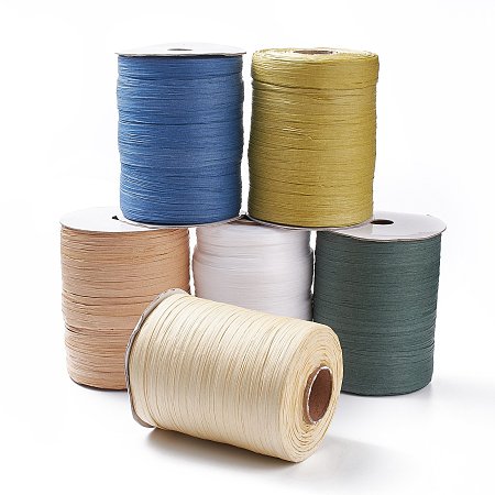 Honeyhandy (Defective Closeout Sale: Spool Broken)Raffia Paper Cords, Paper Twine, for Gifts Wrapping, DIY Craft Decoration Weaving, Mixed Color, 8~8.5mm, about 328.08 Yards(300m)/Roll