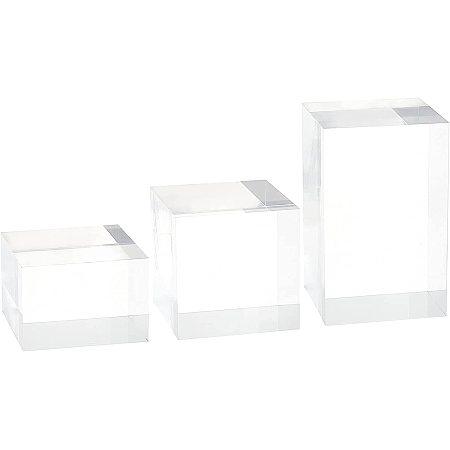 OLYCRAFT 3 Pcs Acrylic Display Stands Transparent Acrylic Display Base Collectibles Stands Action Figures Stand for Displaying Model Gems Jewelry Perfume - 3 Sizes